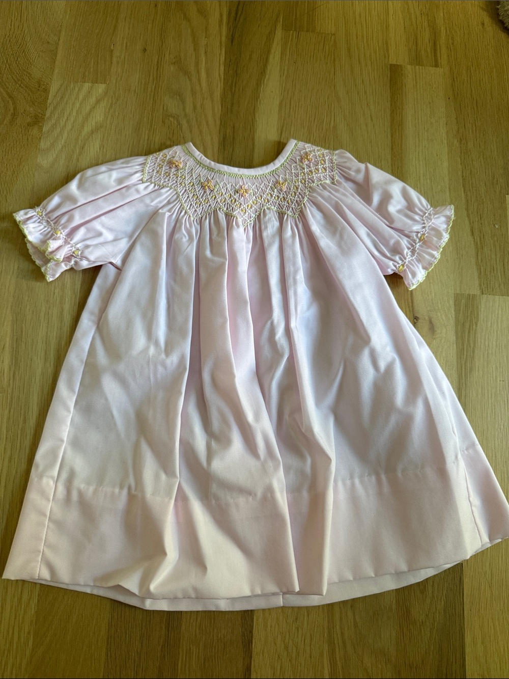 Delicate Pink Smocked Girls Dress - Formal Occasion
